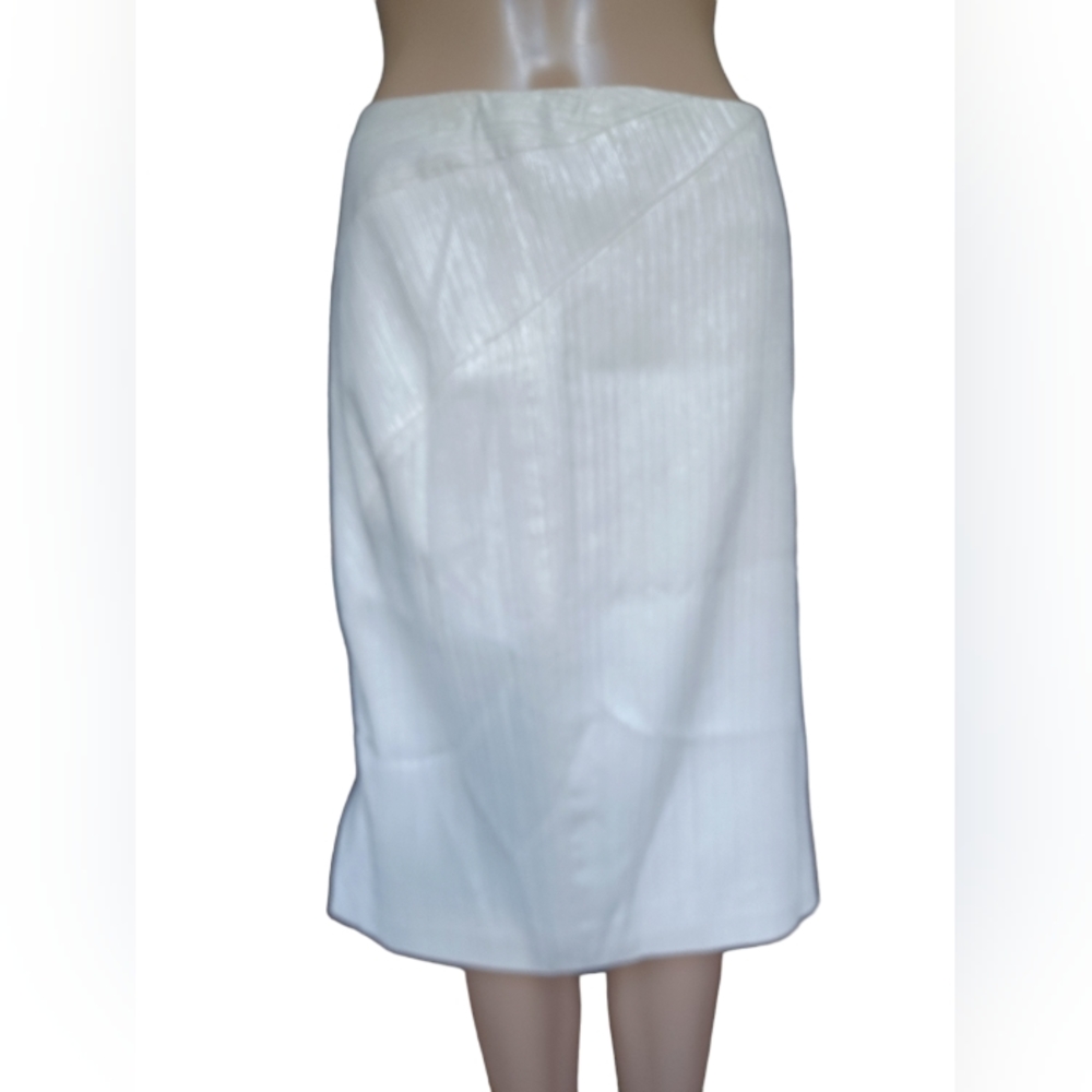Gianni Versace Womens White Reflective Straight Pencil Skirt Knee Length Size 44